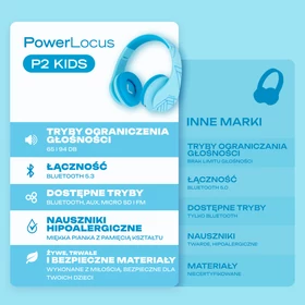 Kép 6/6 - PowerLocus P2 Kids Kék Bluetooth Gyermekfejhallgató